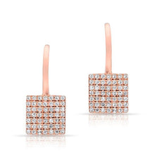14KT Rose Gold Diamond Square Wireback Earrings