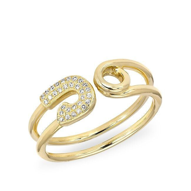 14KT Yellow Gold Safety Pin Wrap Diamond Ring