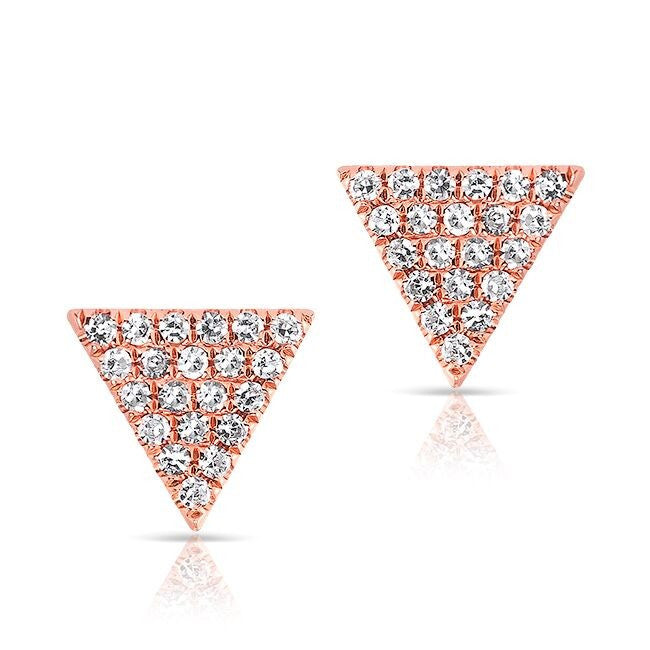 14KT Rose Gold Diamond Small Triangle Emma Stud Earrings