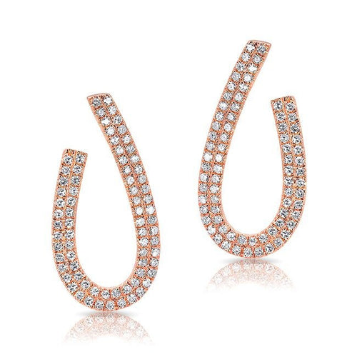 14KT Rose Gold Diamond Curve Earrings