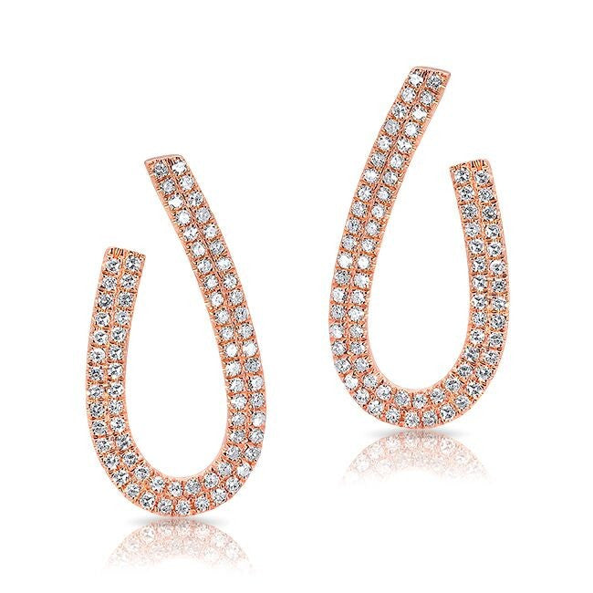 14KT Rose Gold Diamond Curve Earrings