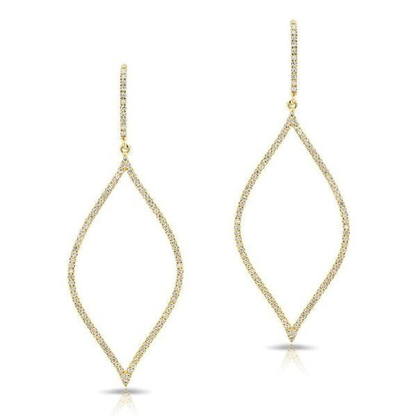 14KT Yellow Gold Diamond Small Open Marquis Earrings