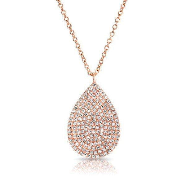 14KT Rose Gold Diamond Large Pear Shaped Necklace