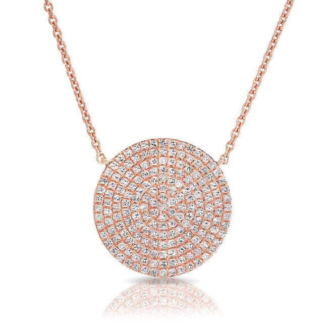 14KT Rose Gold Diamond Disc Necklace