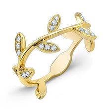 14KT Yellow Gold Diamond Leaf Knuckle Ring