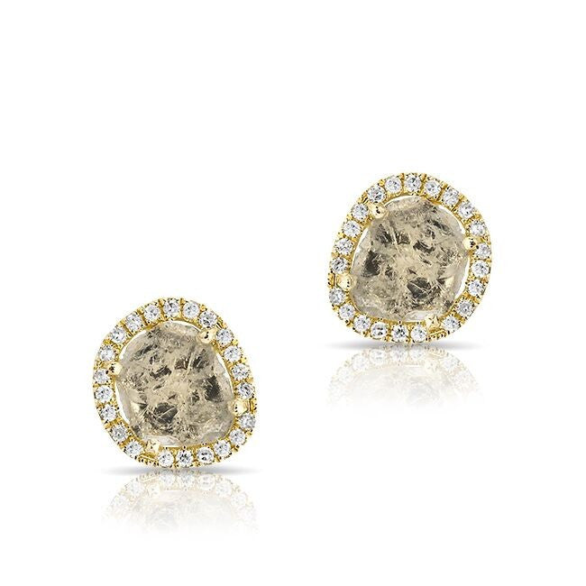 14KT Yellow Gold Diamond Slice Stud Earrings