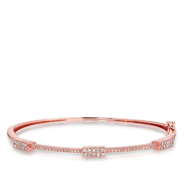 14KT Rose Gold Triple Brick Diamond Bangle