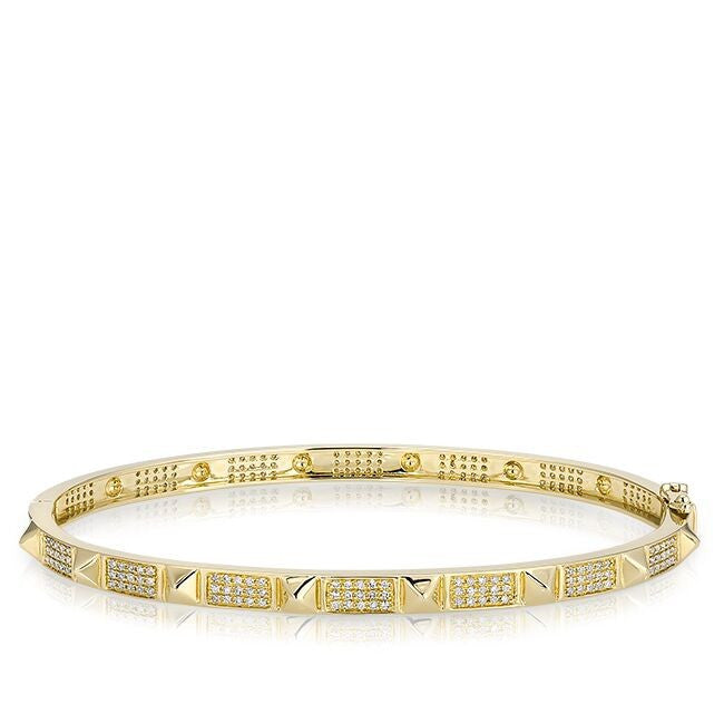 14KT Yellow Gold Diamond Punk Rock Bangle