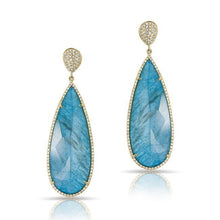 14KT Yellow Gold Blue Apatite Diamond Drop Earrings