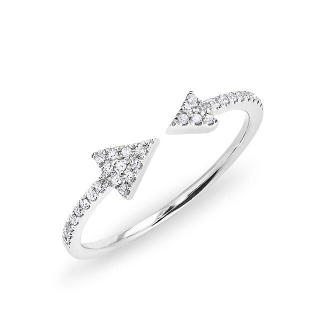 14KT White Gold Diamond Open Double Triangle Ring