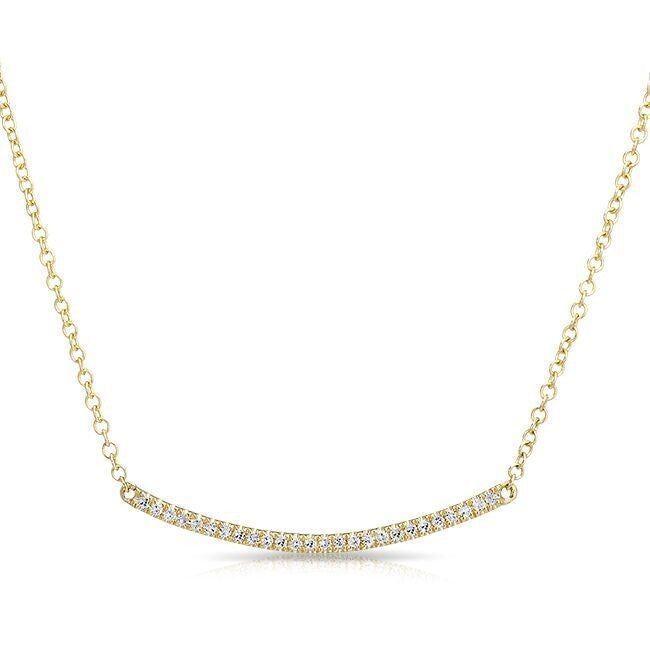 14KT Yellow Gold Diamond Mini Crescent Necklace