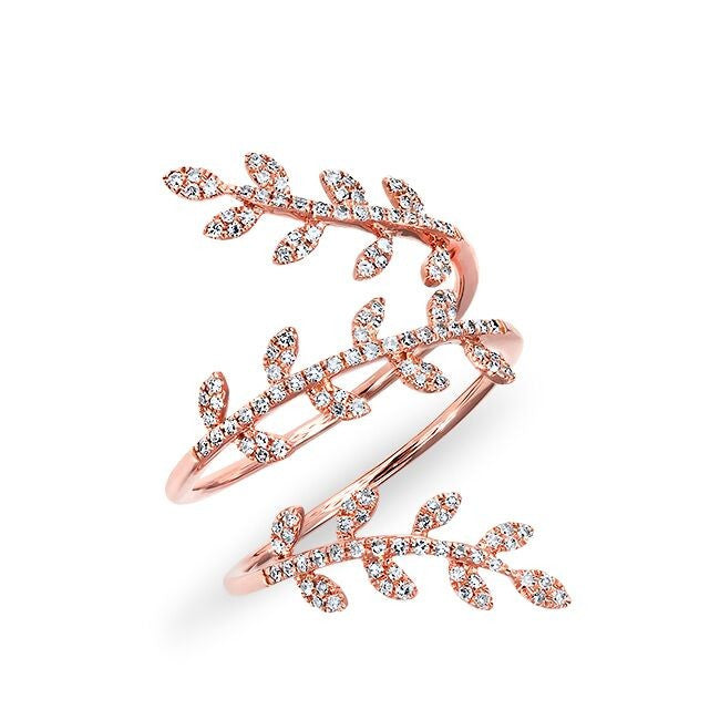 14KT Rose Gold Diamond Vine Wrap Ring
