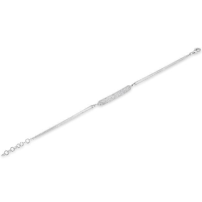 14KT White Gold Diamond Glisten ID Bracelet