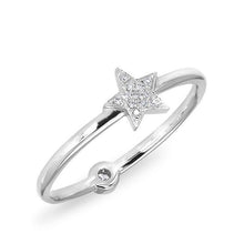 14KT White Gold Diamond Mini Star Ring