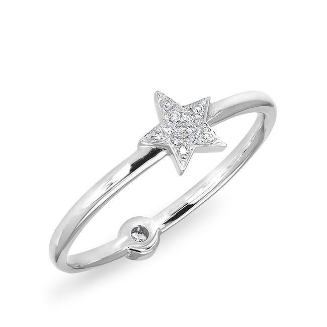 14KT White Gold Diamond Mini Star Ring