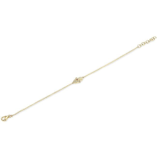 14KT Yellow Gold Diamond Hamsa Bracelet