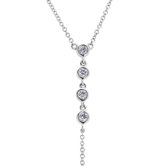 14KT White Gold Diamond Hazel Lariat Necklace