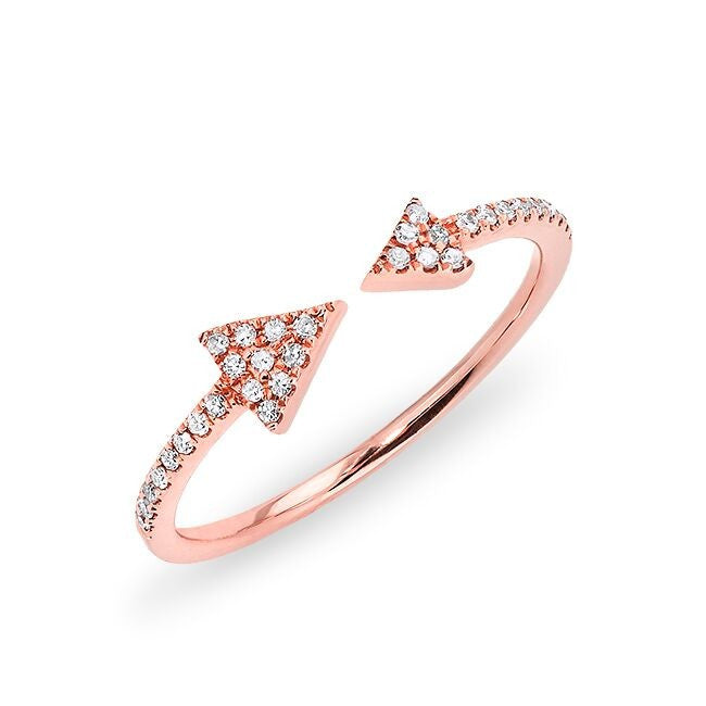 14KT Rose Gold Diamond Open Double Triangle Ring