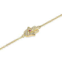 14KT Yellow Gold Diamond Hamsa Bracelet