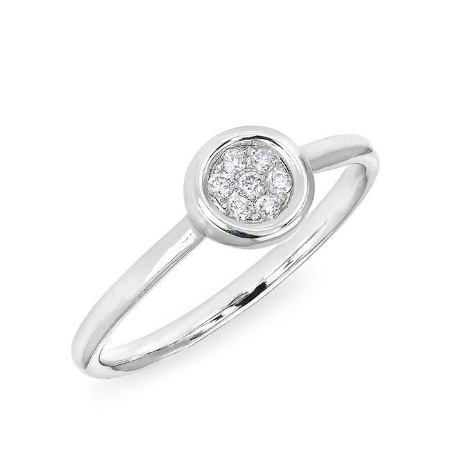 14KT White Gold Pave Diamond Disc Ring