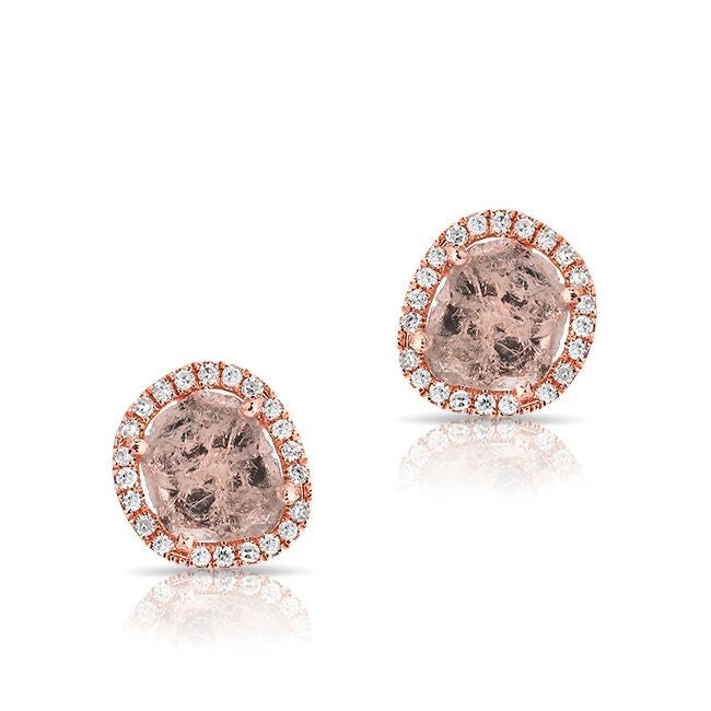 14KT Rose Gold Diamond Slice Stud Earrings