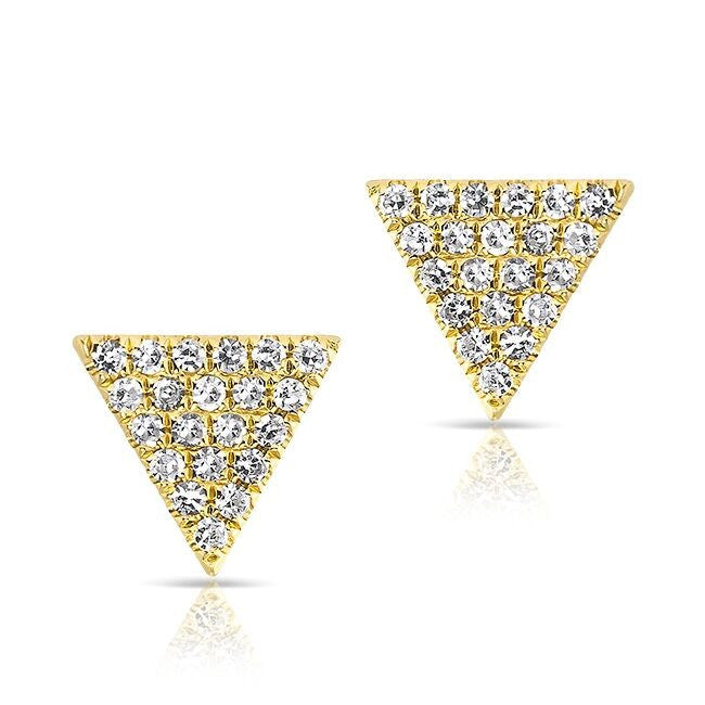 14KT Yellow Gold Diamond Small Triangle Emma Stud Earrings