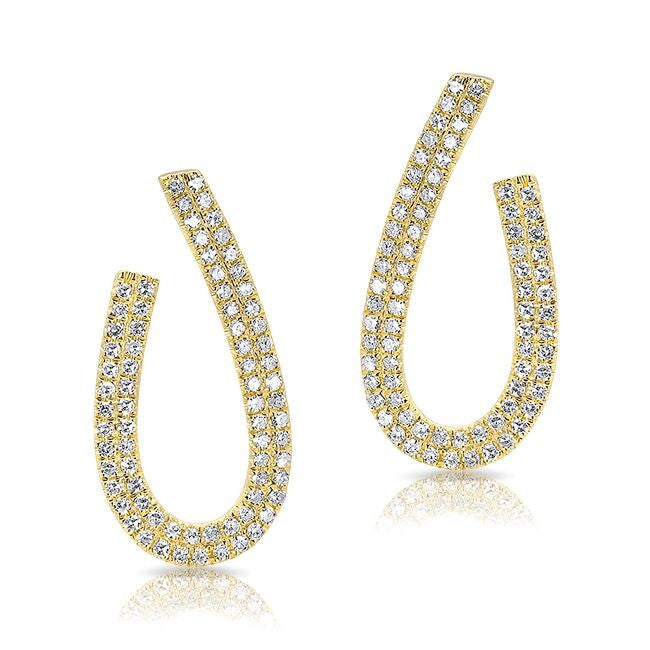 14KT Yellow Gold Diamond Curve Earrings
