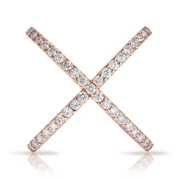 18KT Rose Gold Luxe Diamond X Ring