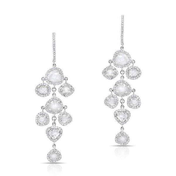 14KT White Gold Diamond Slice Mini Chandelier Earrings