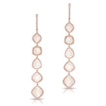 14KT Rose Gold Organic Moonstone Diamond Drop Earrings