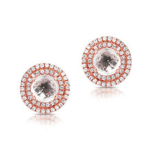 14KT Rose Gold White Topaz Diamond Sonrisa Stud Earrings