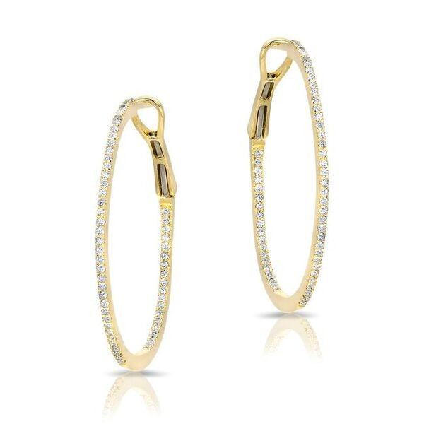 14KT Yellow Gold Diamond Small Hoop Earrings