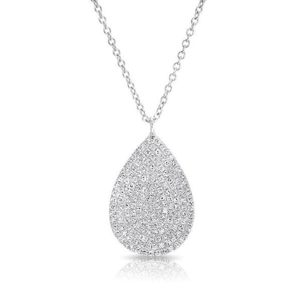 14KT White Gold Diamond Large Pear Shaped Necklace