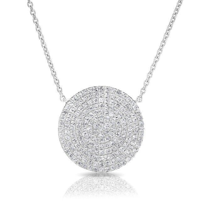 14KT White Gold Diamond Disc Necklace
