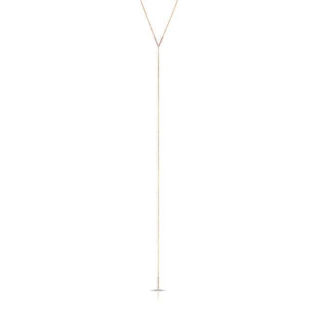 14KT Rose Gold Diamond Mini V Lariat Necklace