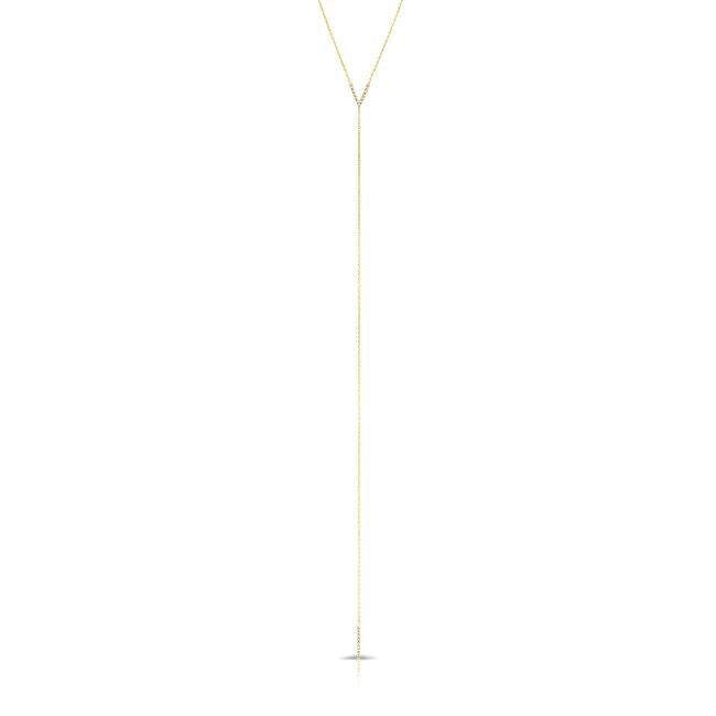 14KT Yellow Gold Diamond Mini V Lariat Necklace