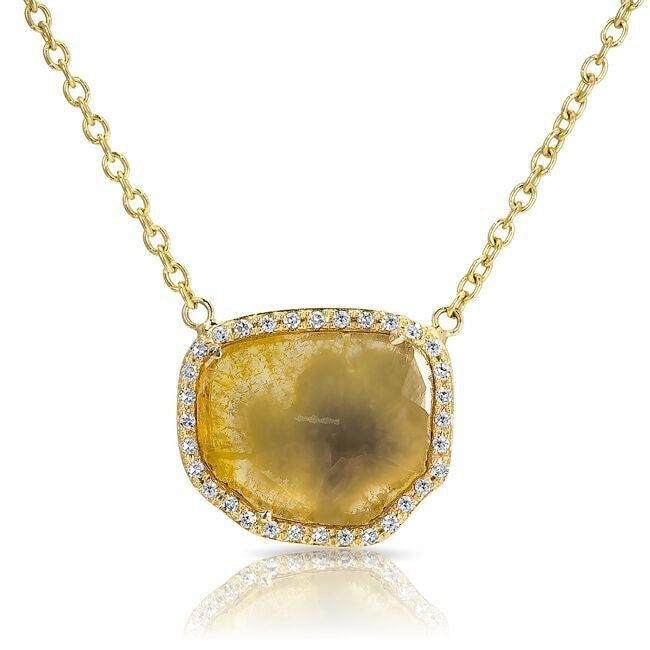 14KT Yellow Gold Canary Diamond Slice Necklace