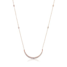 14KT Rose Gold Diamond Crescent Diamond Chain Necklace