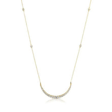 14KT Yellow Gold Diamond Crescent Diamond Chain Necklace