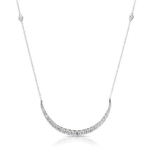 14KT White Gold Diamond Crescent Diamond Chain Necklace