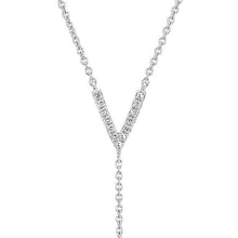 14KT White Gold Diamond Mini V Lariat Necklace