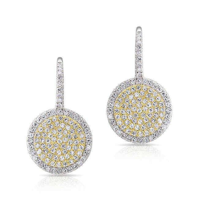 14KT White Gold And Yellow Gold Diamond Disc Earrings