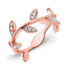 14KT Rose Gold Diamond Leaf Knuckle Ring