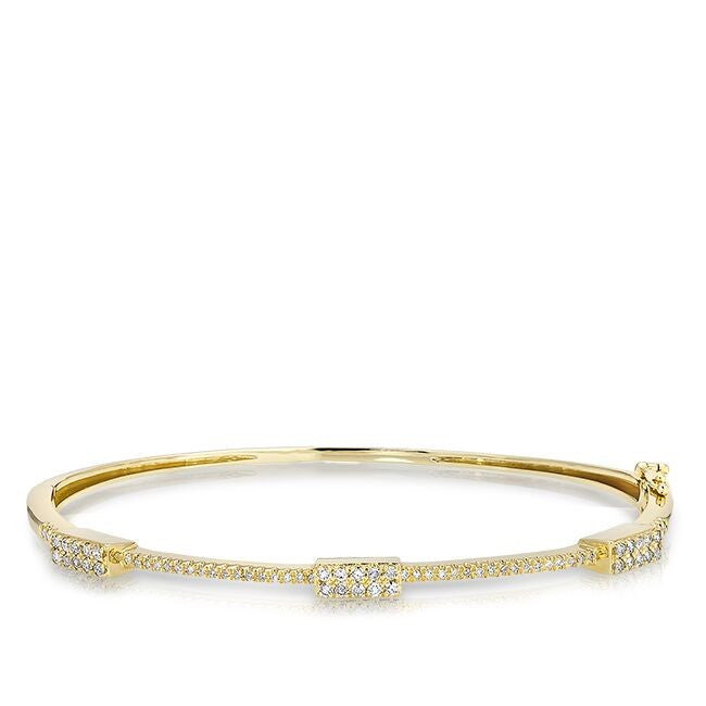 14KT Yellow Gold Triple Brick Diamond Bangle