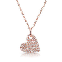 14KT Rose Gold Hanging Heart Diamond Necklace