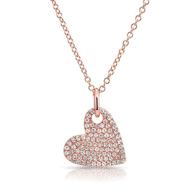14KT Rose Gold Hanging Heart Diamond Necklace