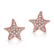 14KT Rose Gold Diamond Starfish Stud Earrings
