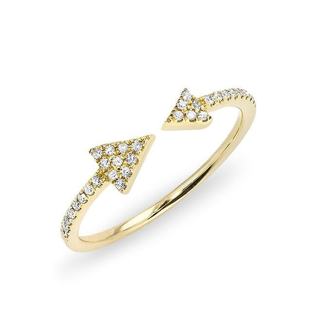 14KT Yellow Gold Diamond Open Double Triangle Ring