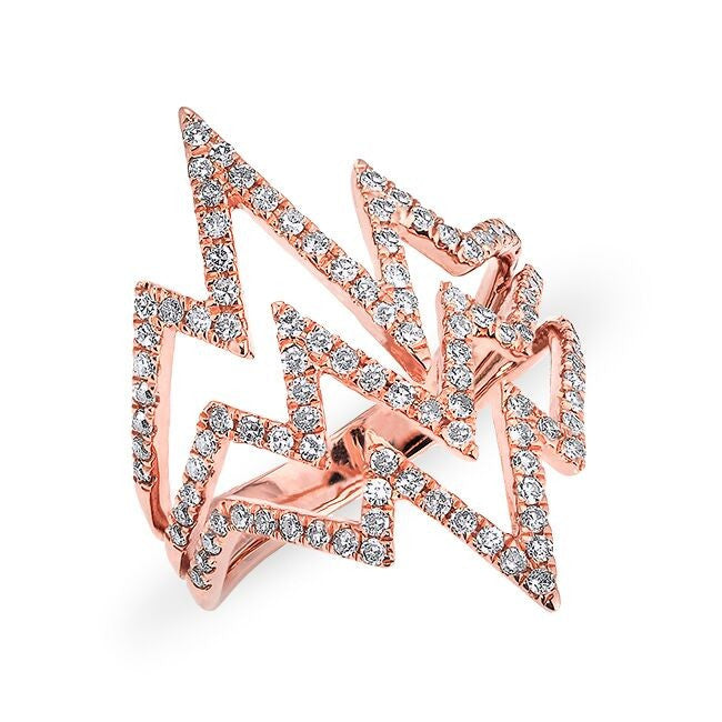 14KT Rose Gold Diamond Triple Heartbeat Ring