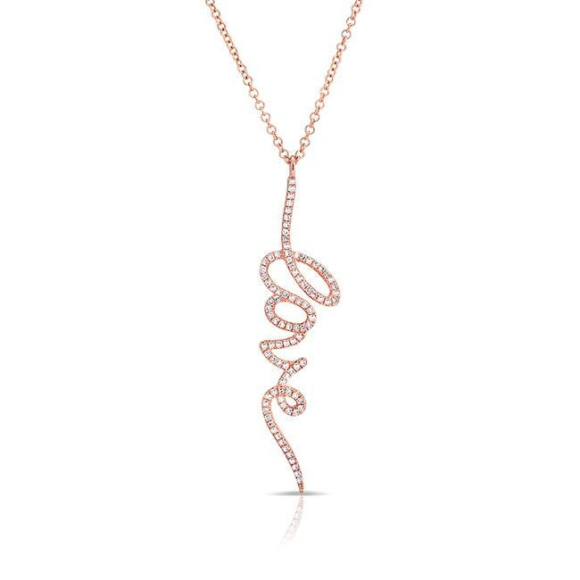 14KT Rose Gold Diamond Love Pendant Necklace